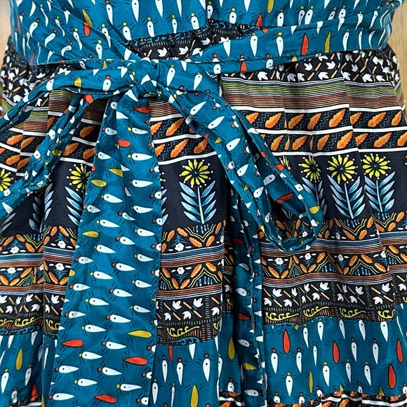 What Comes Around Goes Around Anthropologie Silk Floral Deep VNeck Peasant Dress - Picture 9 of 12